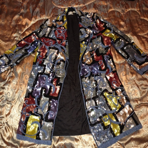 LinZas California Vintage Art Deco Sequined Coat L - Picture 12 of 12